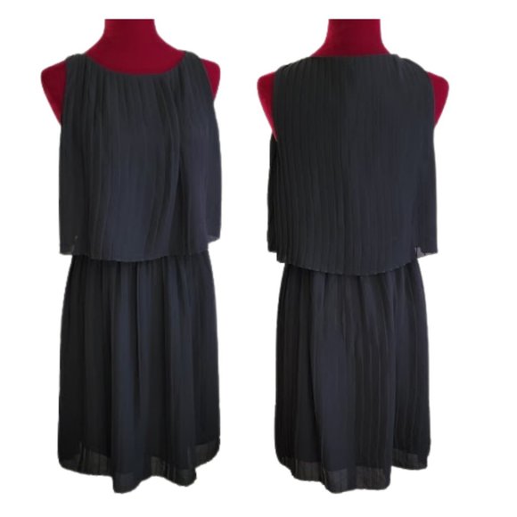 J. Jill Woman's Layered Pleated Knee Length Sleeveless Black Dress SP NEW $129 - Picture 5 of 14